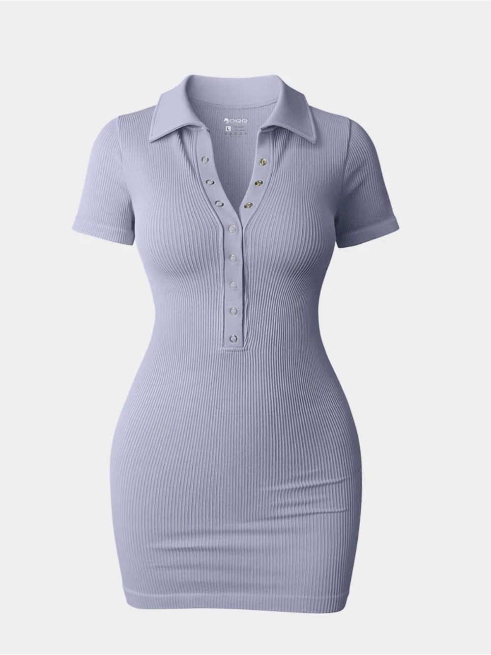 OQQ Form Fitting Ribbed Lavender Dress - Women's